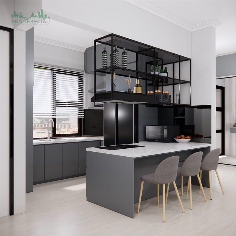 desain ruang makan indsutrial minimalis
