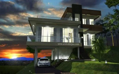Desain villa Bpk Erlan di Gunung salak Bogor